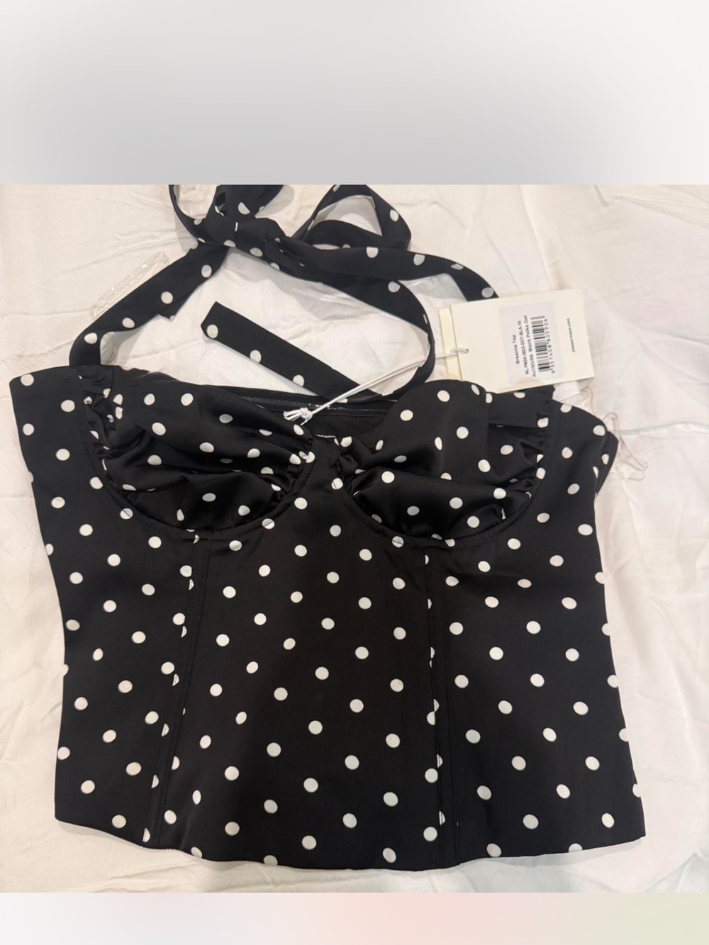 Peppermayo Black and White Polka Dot Halter Top - Picture 2 of 4